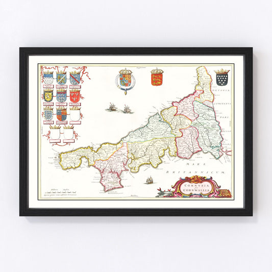 Vintage Map of Cornwall 1665