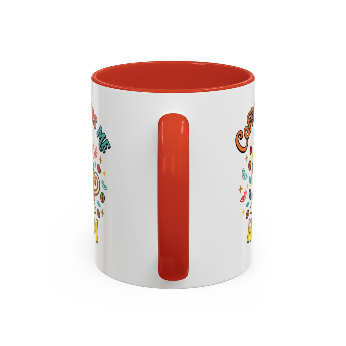Coffee Mug — "Coffee Makes Me Happy" Cute Retro Accent Mug (11/15oz)
