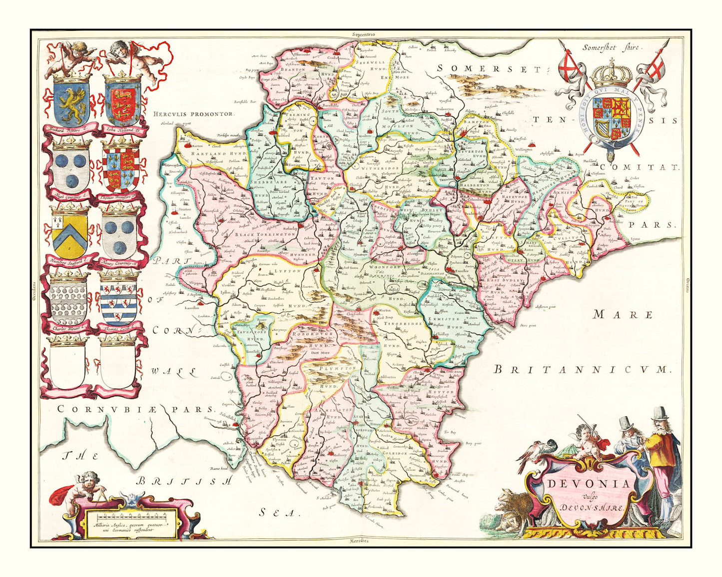 Vintage Map of Devon 1665