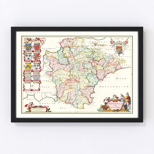 Vintage Map of Devon 1665