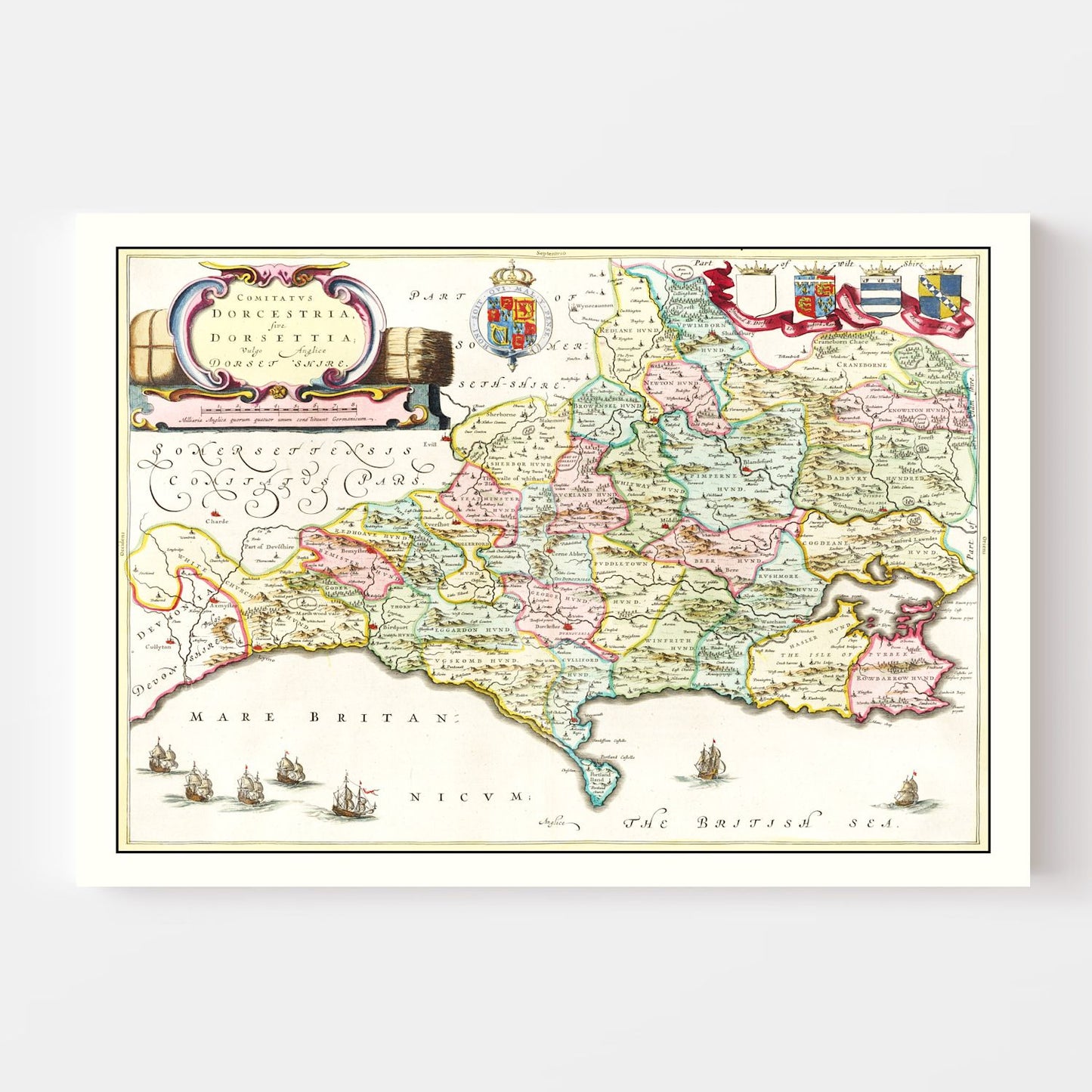 Vintage Map of Dorsetshire 1665
