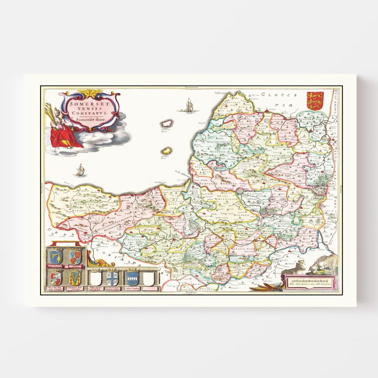 Vintage Map of Somerset 1665