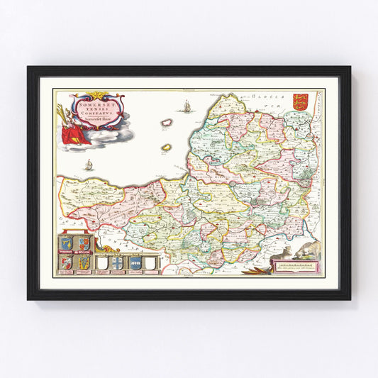 Vintage Map of Somerset 1665