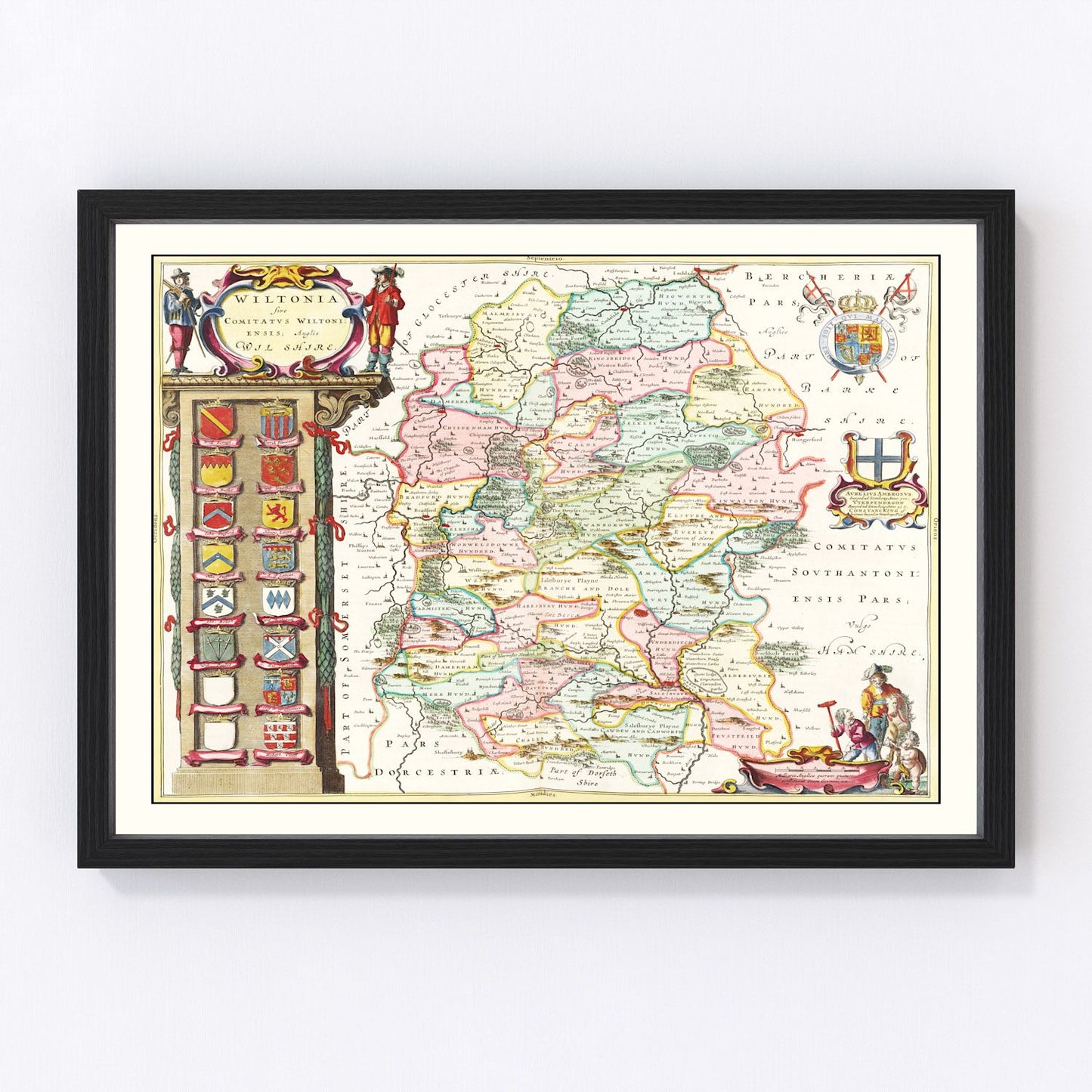 Vintage Map of Wiltshire 1665