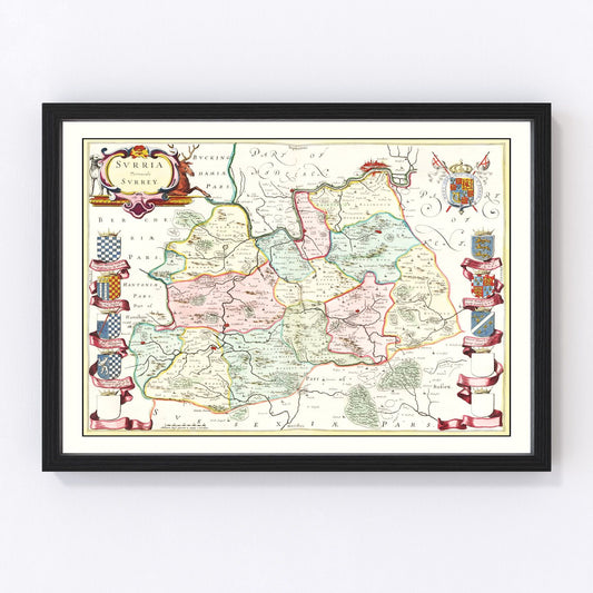 Vintage Map of Surrey 1665