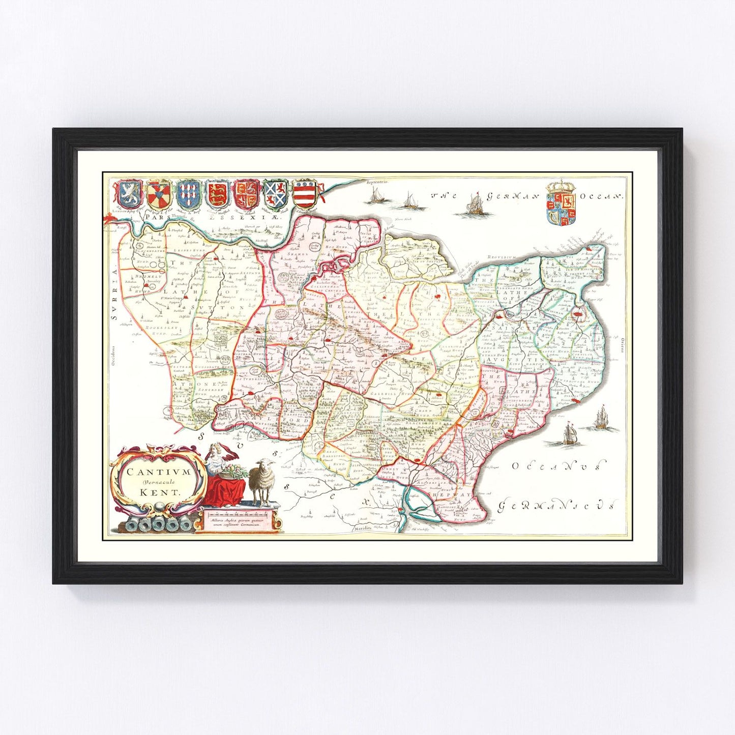 Vintage Map of Kent 1665
