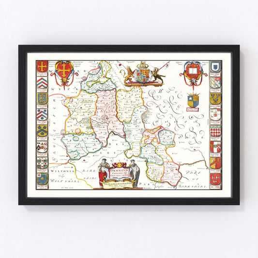Vintage Map of Oxfordshire 1665