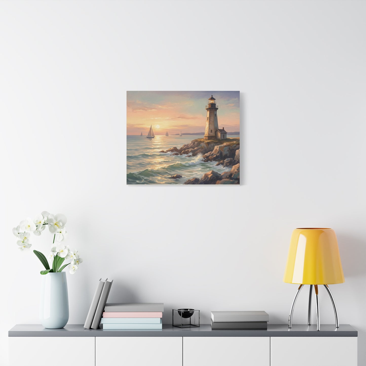 Seaside Lighthouse Sunset Canvas Print