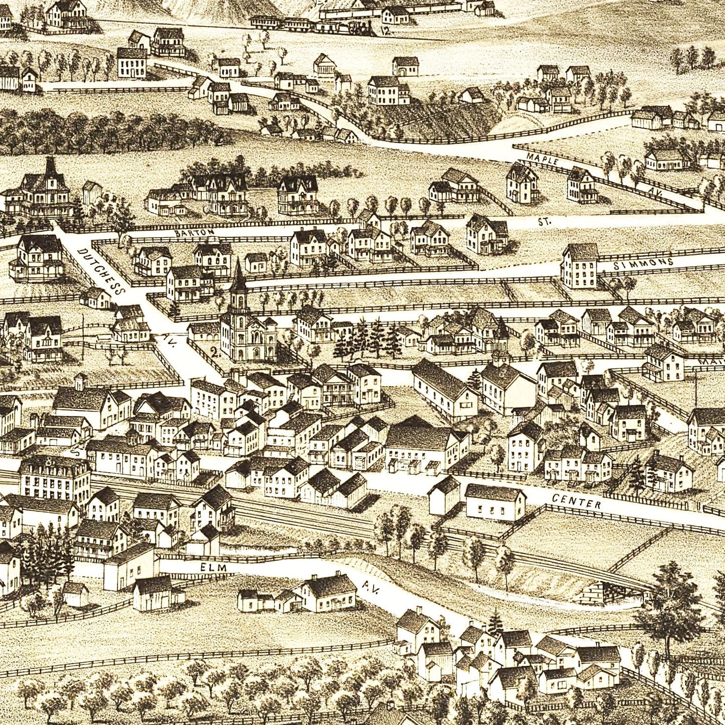 Vintage Map of Millerton, New York 1887