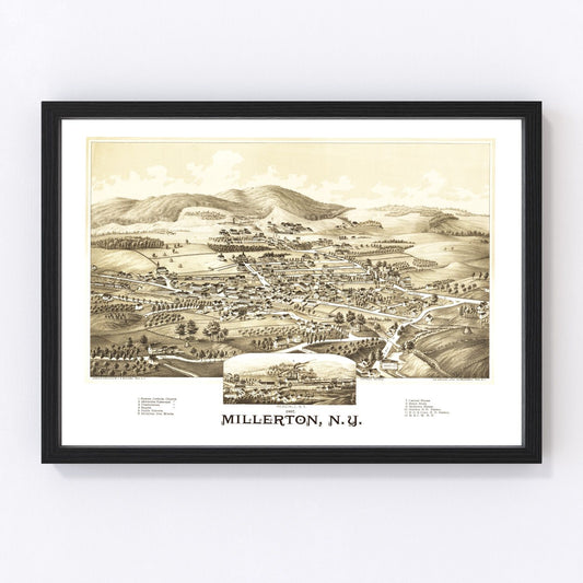 Vintage Map of Millerton, New York 1887