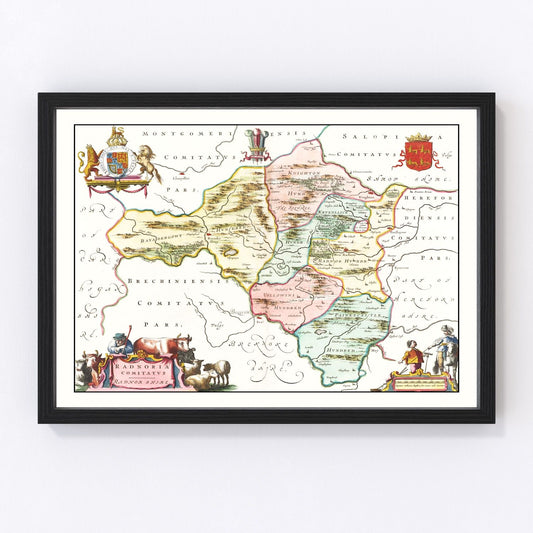 Vintage Map of Radnorshire 1665