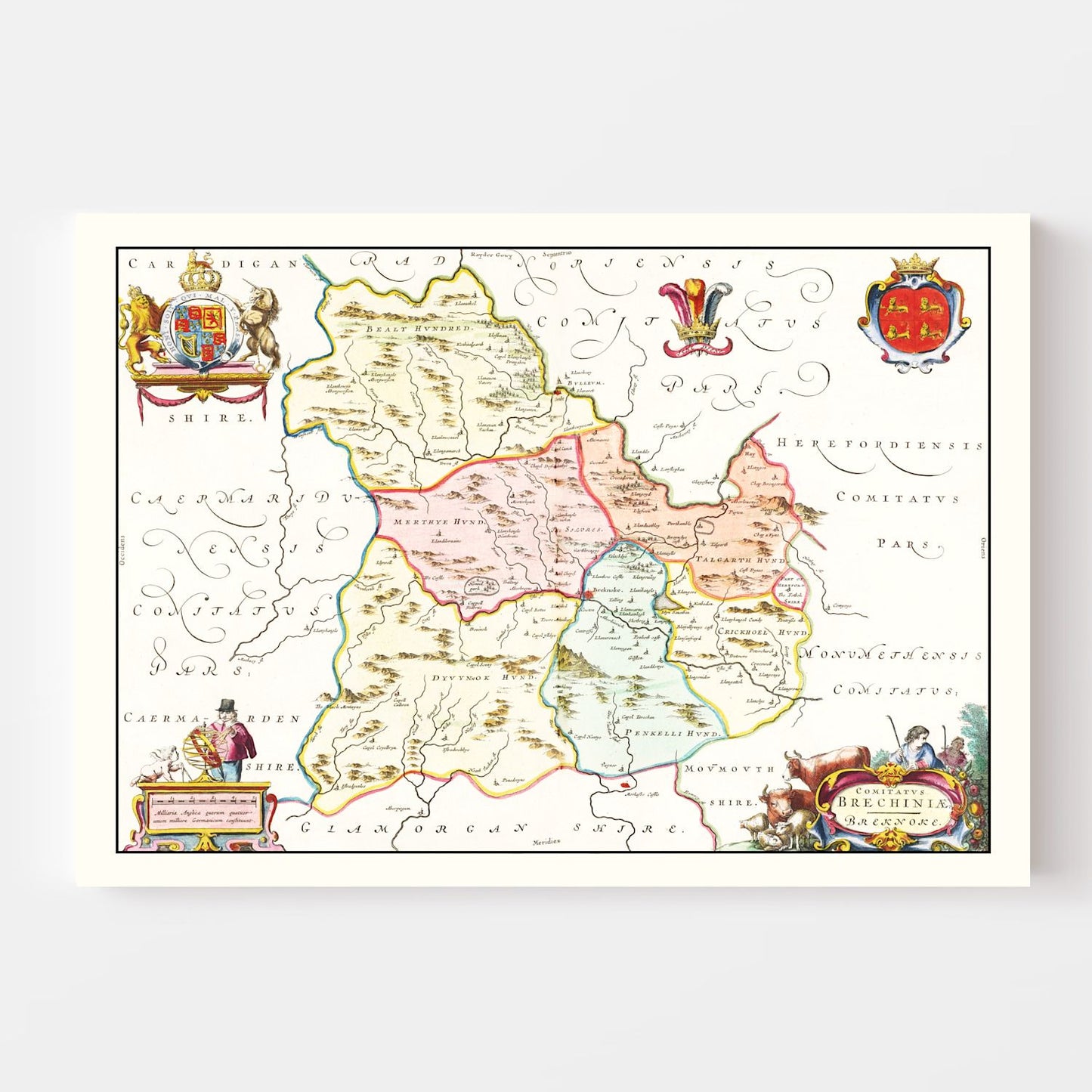 Vintage Map of Brecknockshire 1665