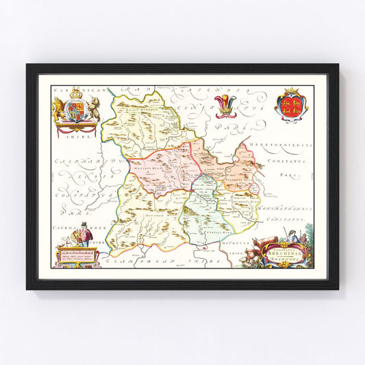 Vintage Map of Brecknockshire 1665