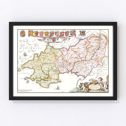 Vintage Map of Pembrokeshire 1665