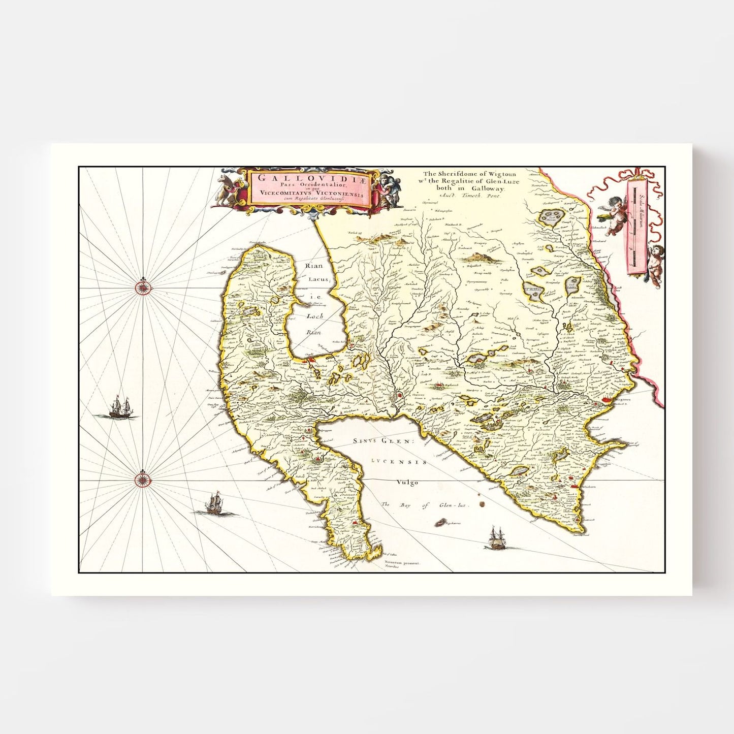 Vintage Map of West Galloway, Scotland 1665