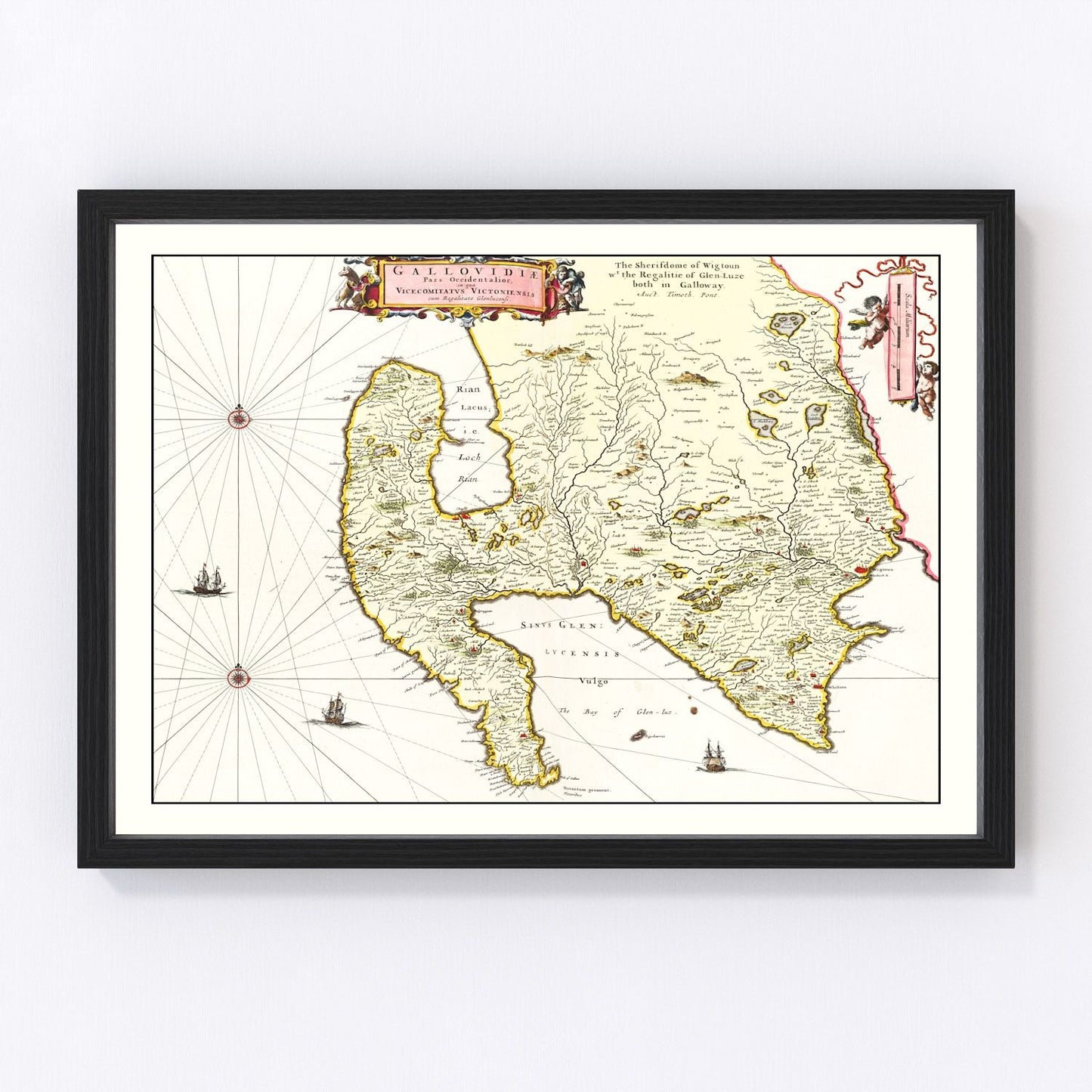 Vintage Map of West Galloway, Scotland 1665