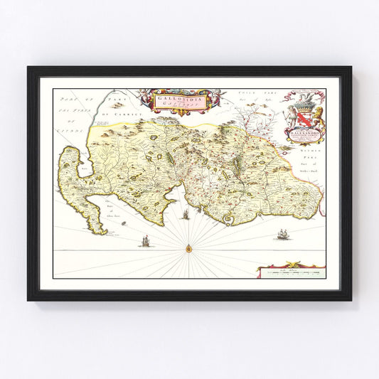 Vintage Map of Galloway, Scotland 1665