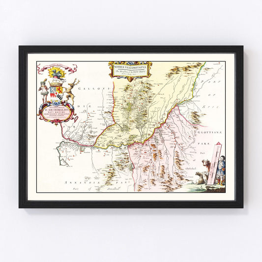 Vintage Map of Southern Scotland 1665