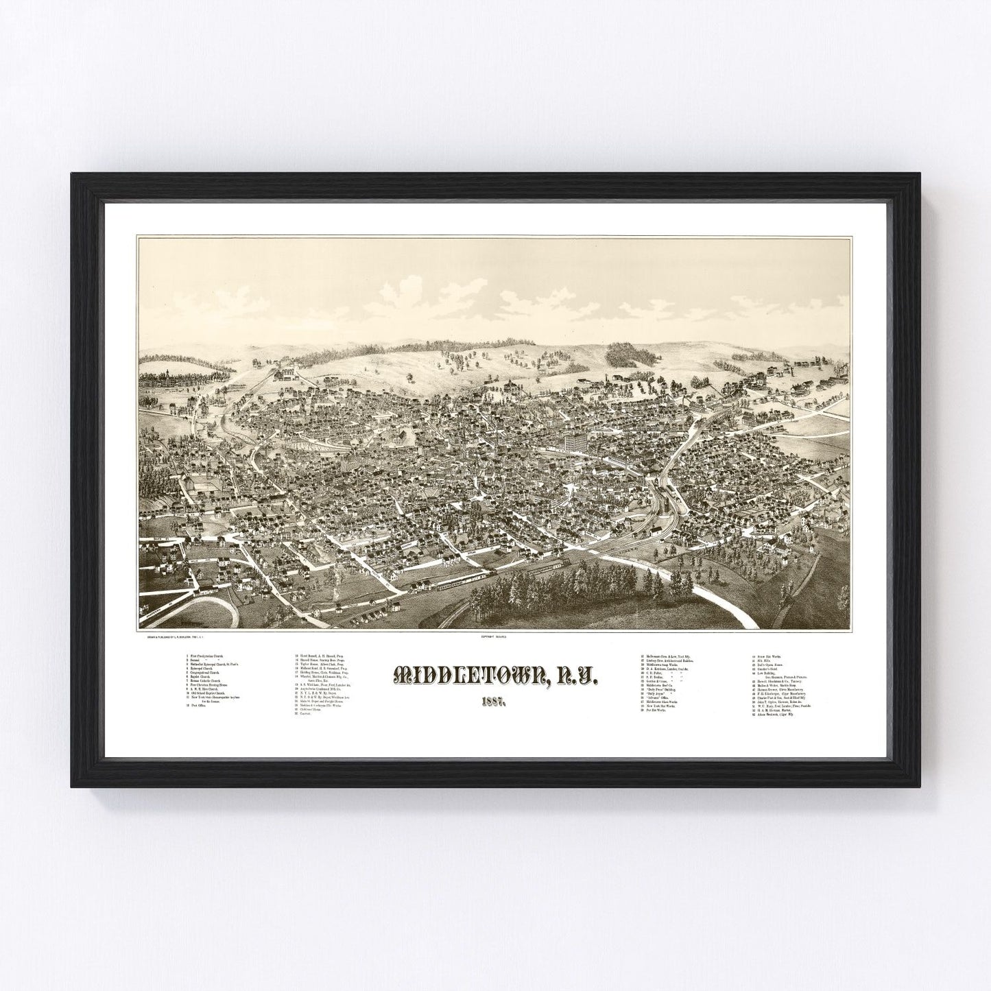 Vintage Map of Middletown, New York 1887