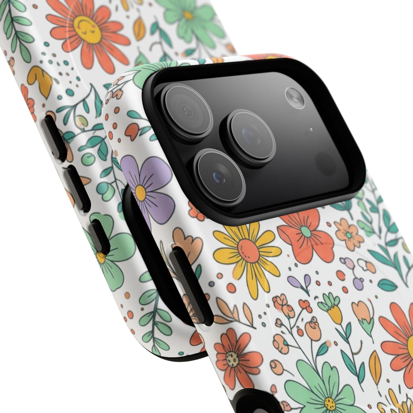 Floral Doodle Tough Magnetic Phone Case – Colorful Wildflower Protection