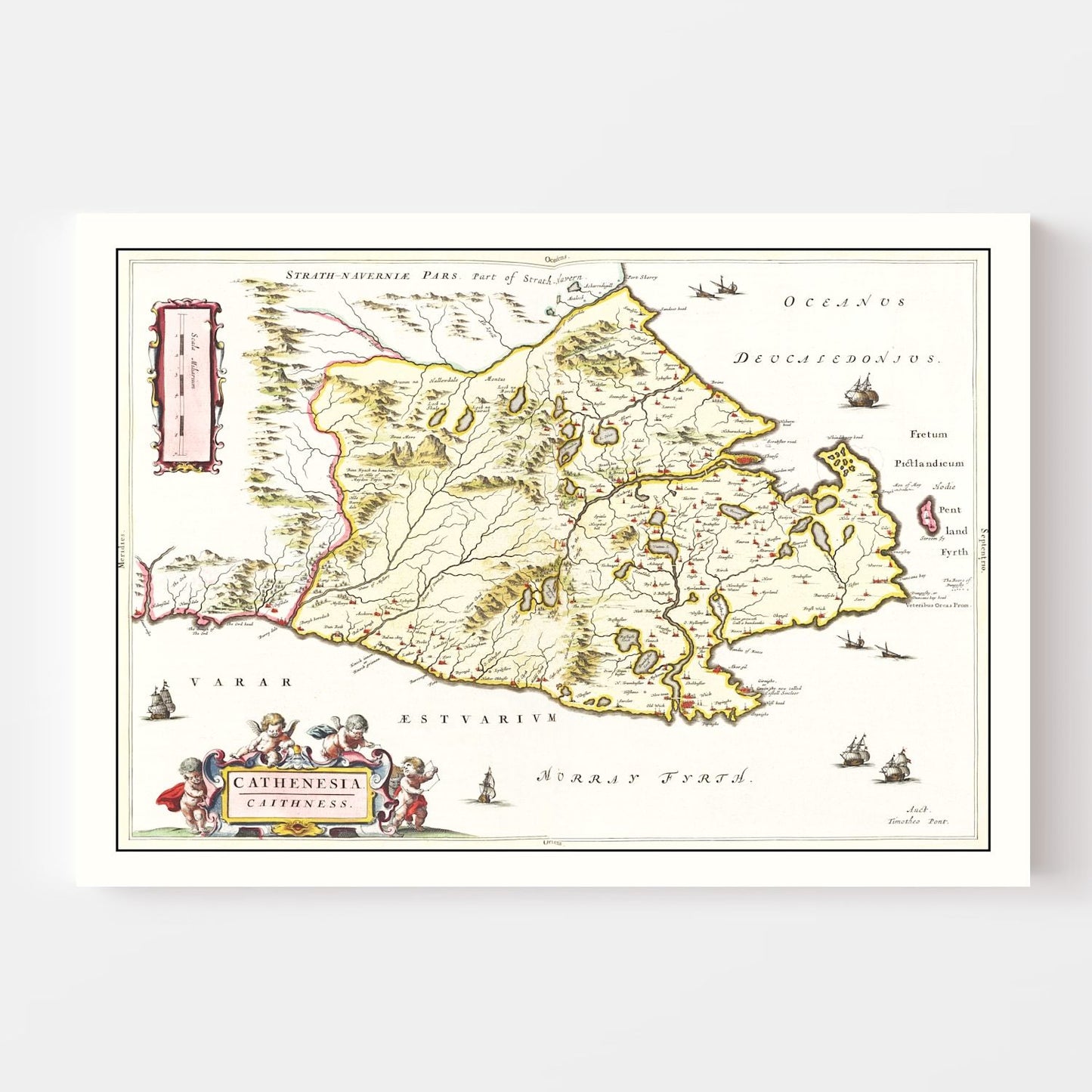Vintage Map of Caithness, Scotland 1665