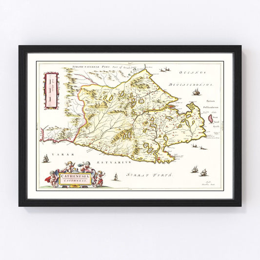 Vintage Map of Caithness, Scotland 1665