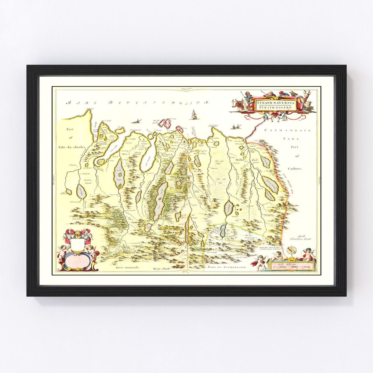 Vintage Map of Strathnaver, Scotland 1665