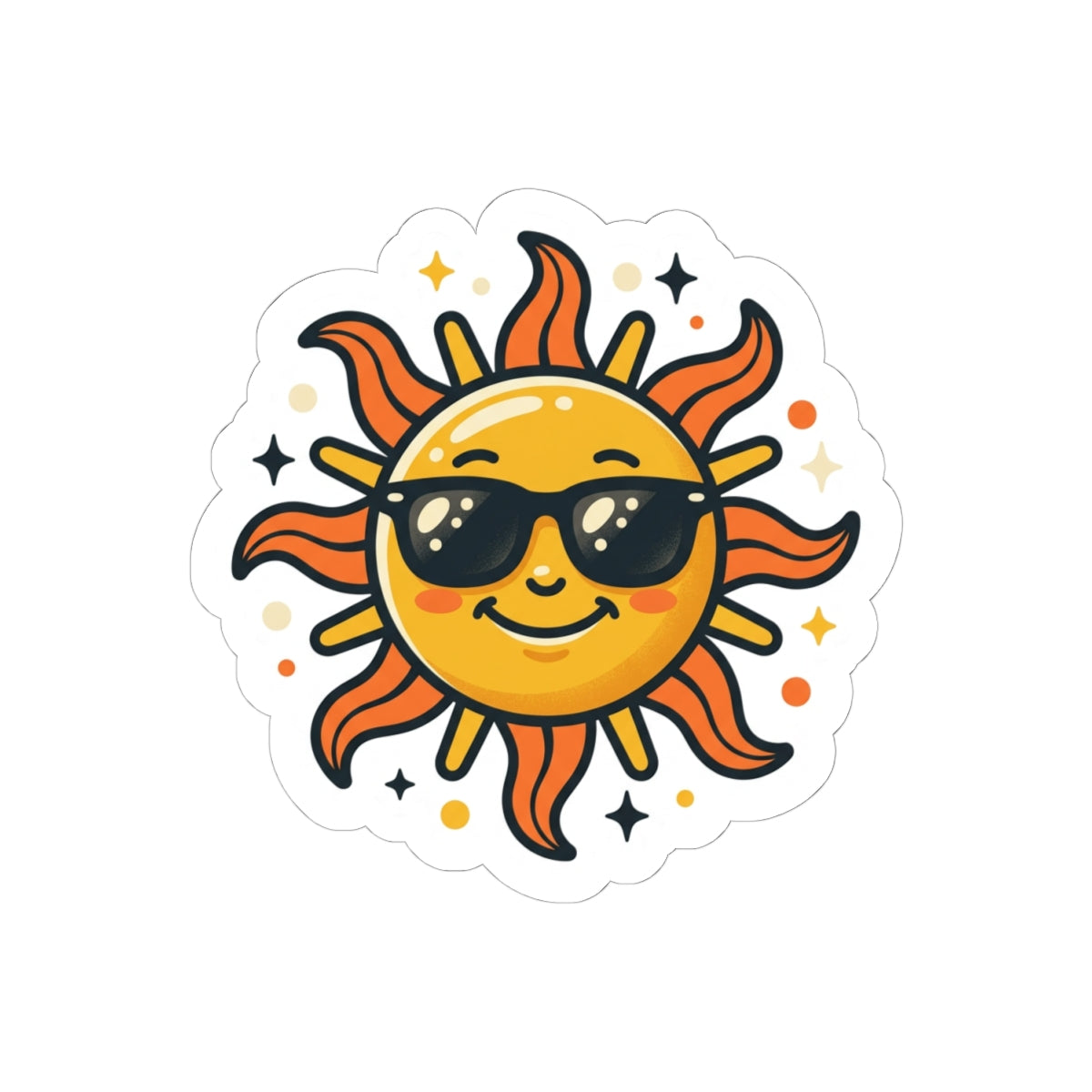 Cool Sunglasses Sun Sticker — Cute Smiling Sun Vinyl Sticker