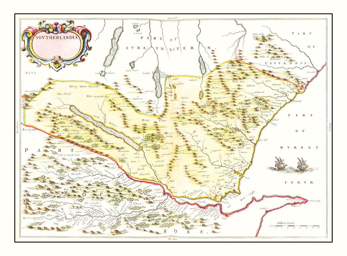 Vintage Map of Sutherland, Scotland 1665