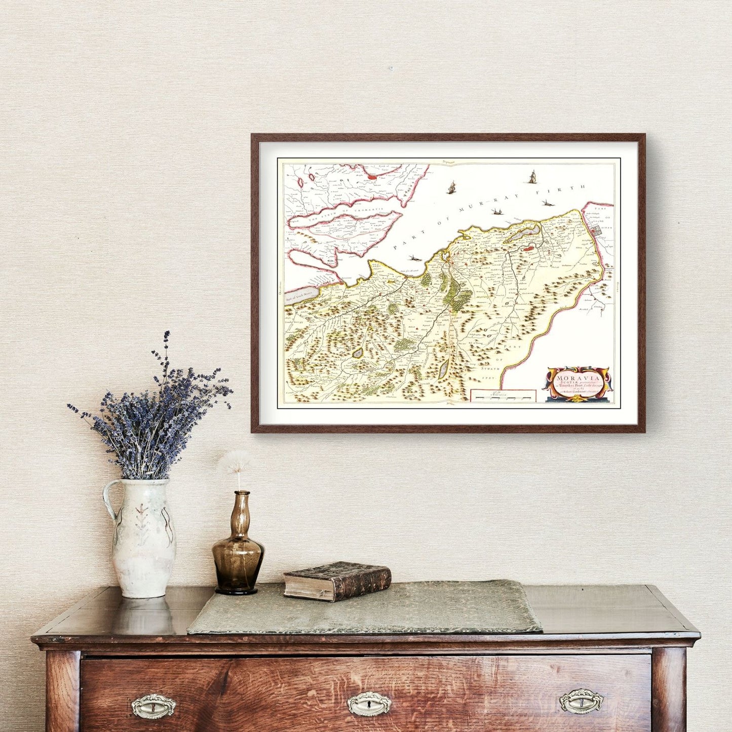 Vintage Map of Moravia, Scotland 1665
