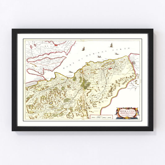 Vintage Map of Moravia, Scotland 1665