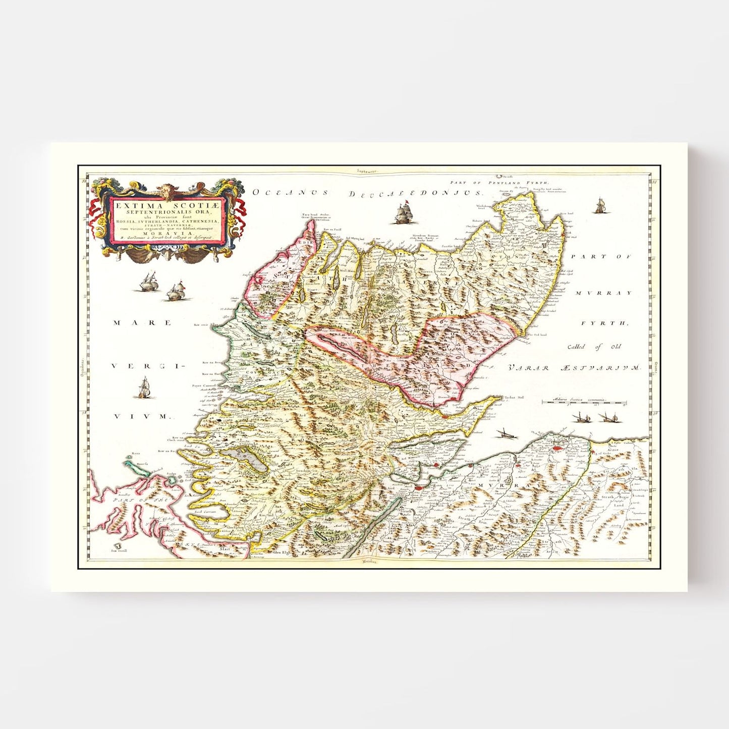 Vintage Map of the Scottish Highlands 1665