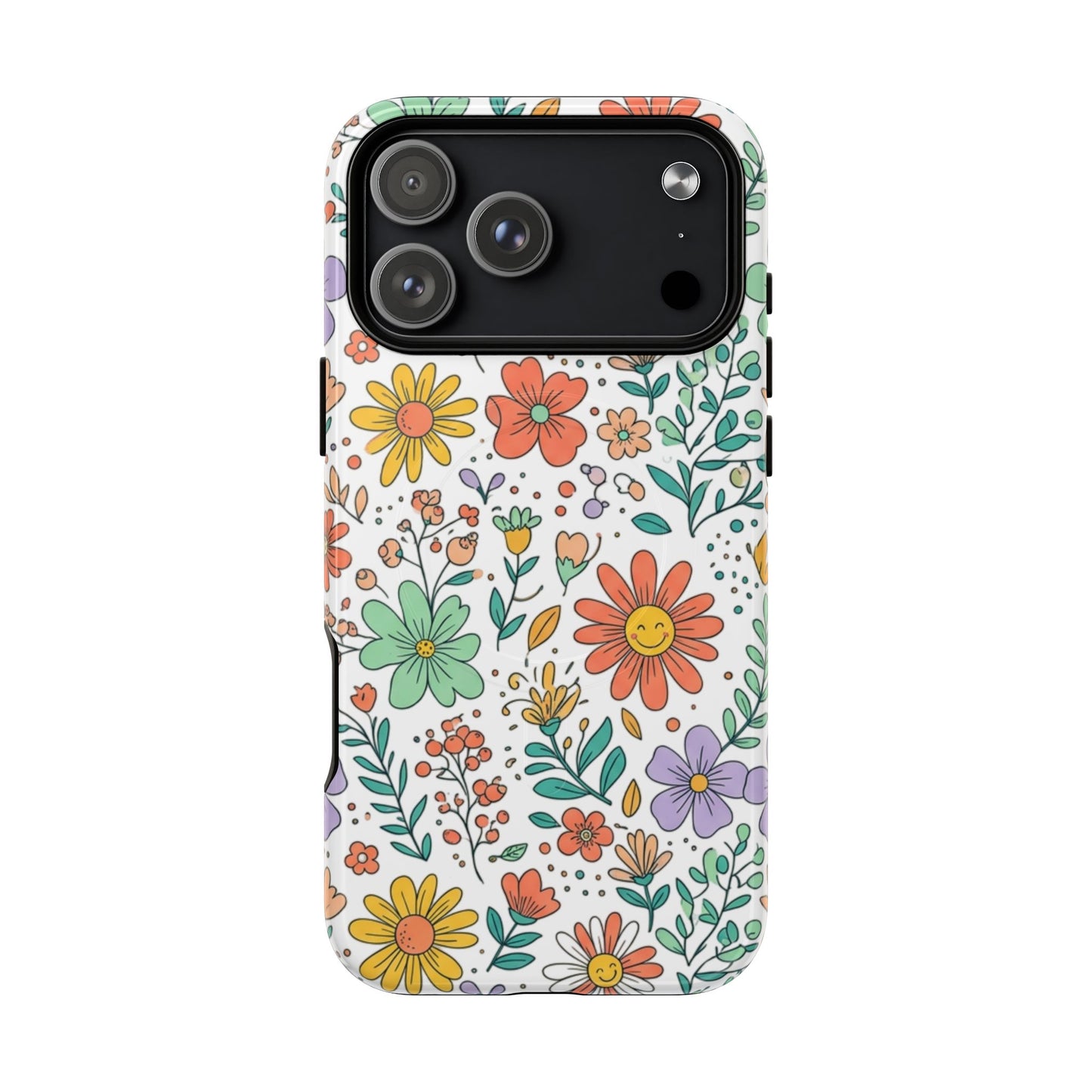 Floral Doodle Tough Magnetic Phone Case – Colorful Wildflower Protection