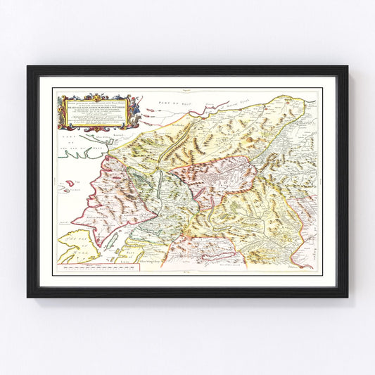 Vintage Map of Loch Ness, Scotland 1665