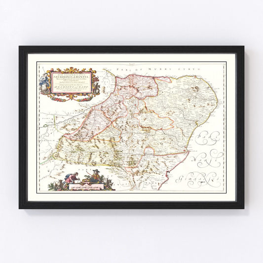 Vintage Map of Aberdeen Scotland 1665