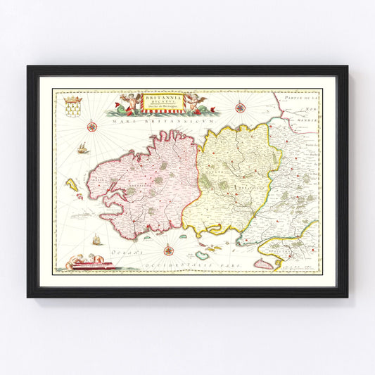 Vintage Map of Bretagne (Brittany), France 1665