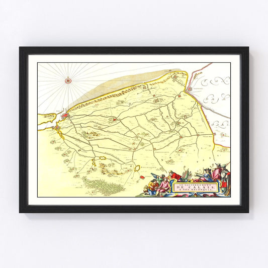Vintage Map of Calais, France 1665
