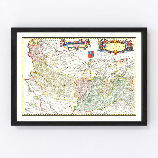 Vintage Map of Picardy, France 1665