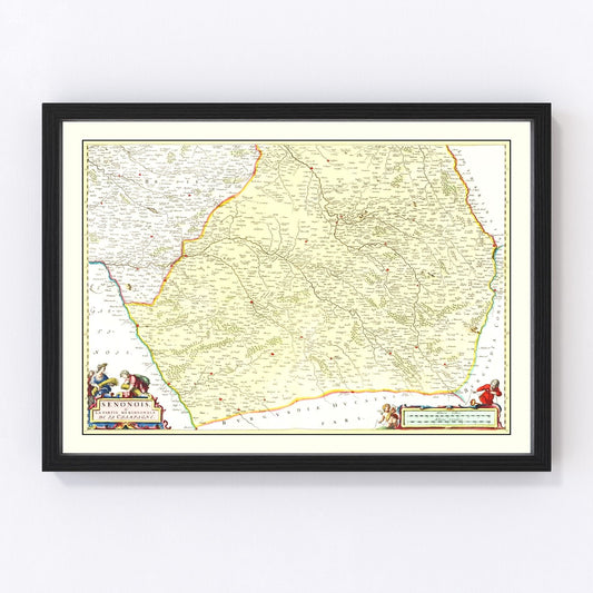Vintage Map of Southern Champagne, France 1665