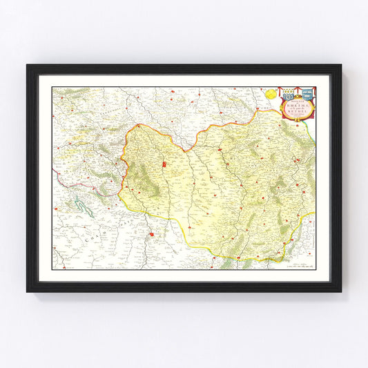 Vintage Map of Champagne Region of France, 1665