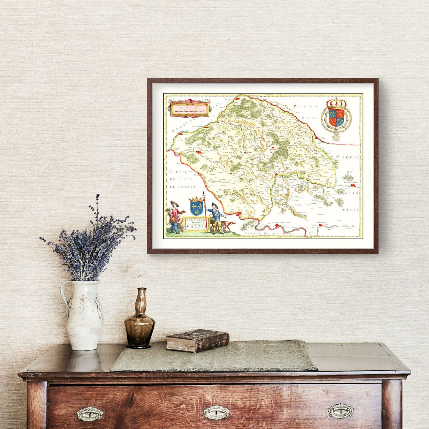 Vintage Map of Valois, France 1665