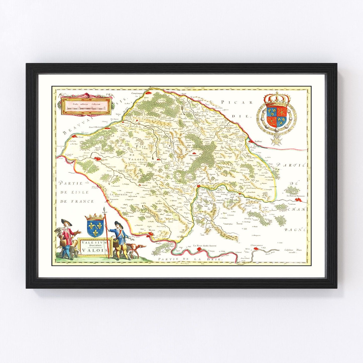 Vintage Map of Valois, France 1665