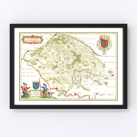Vintage Map of Valois, France 1665