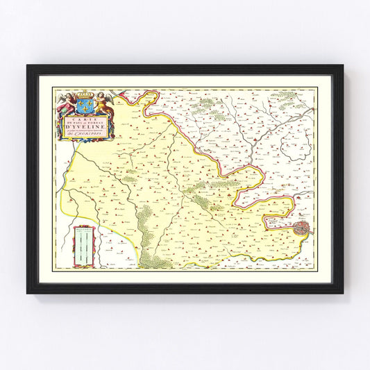 Vintage Map of Paris Region of France 1665