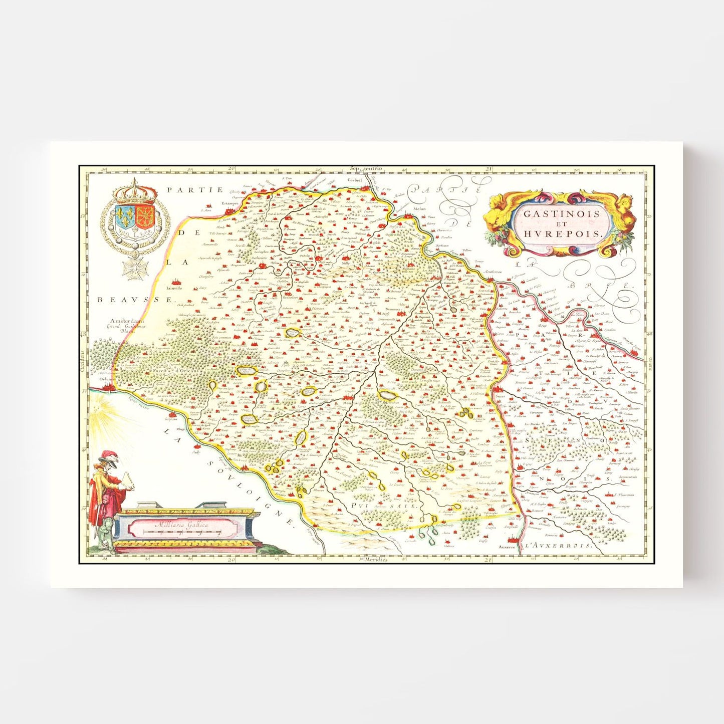 Vintage Map of Gastins & Hurepoix France 1665