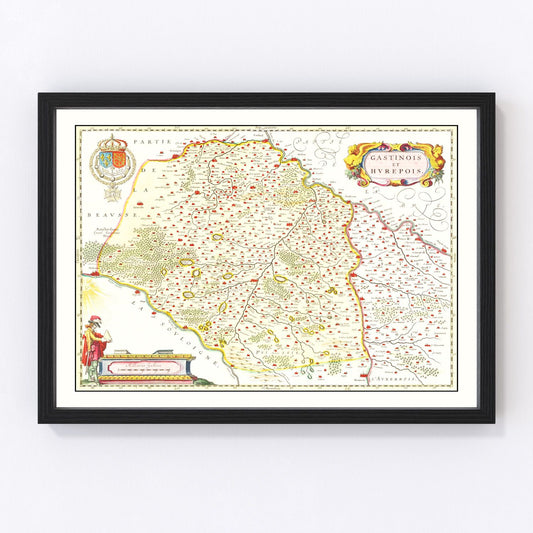 Vintage Map of Gastins & Hurepoix France 1665
