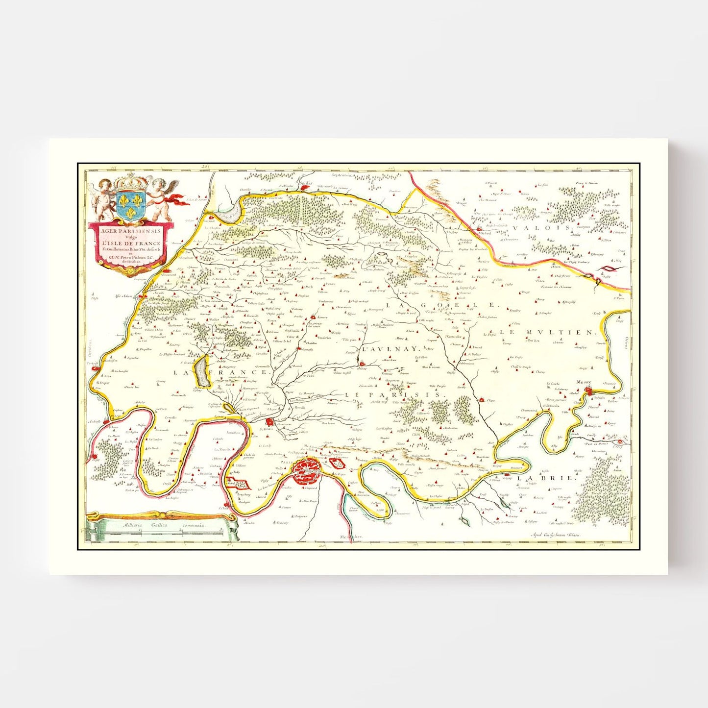 Vintage Map of Paris, France 1665