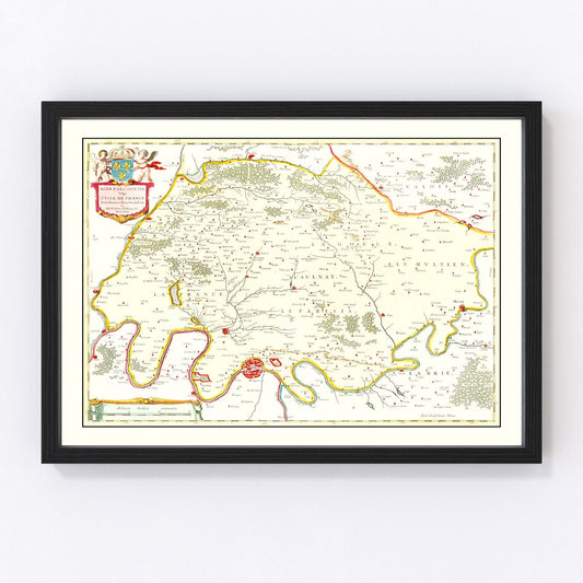 Vintage Map of Paris, France 1665