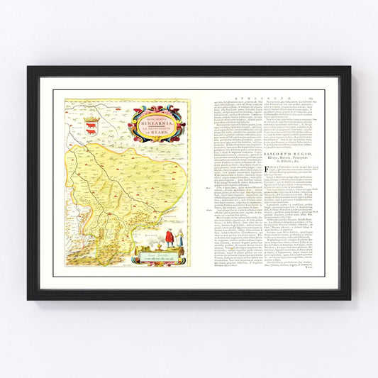 Vintage Map of Béarn, France 1665
