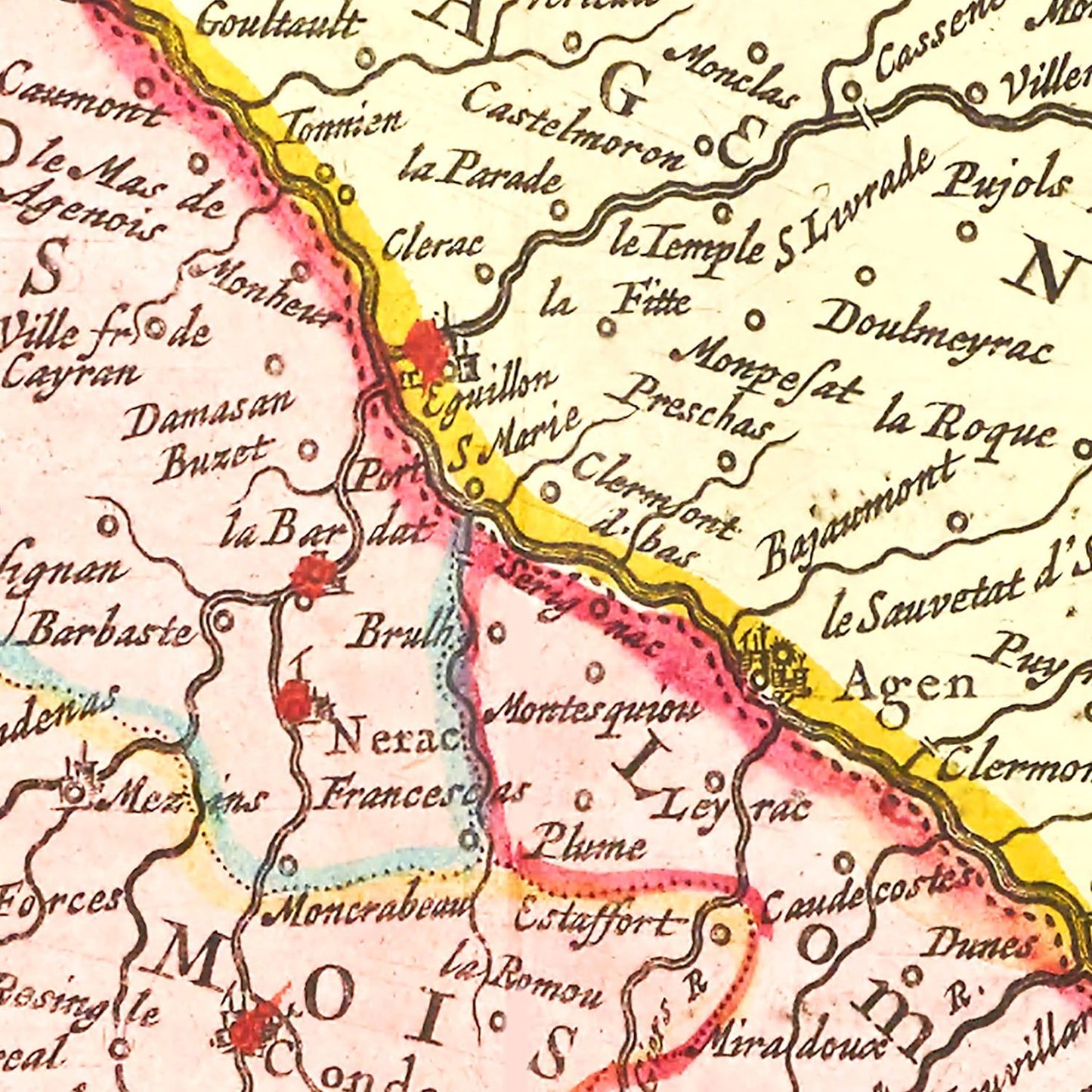 Vintage Map of Gascony, France 1665